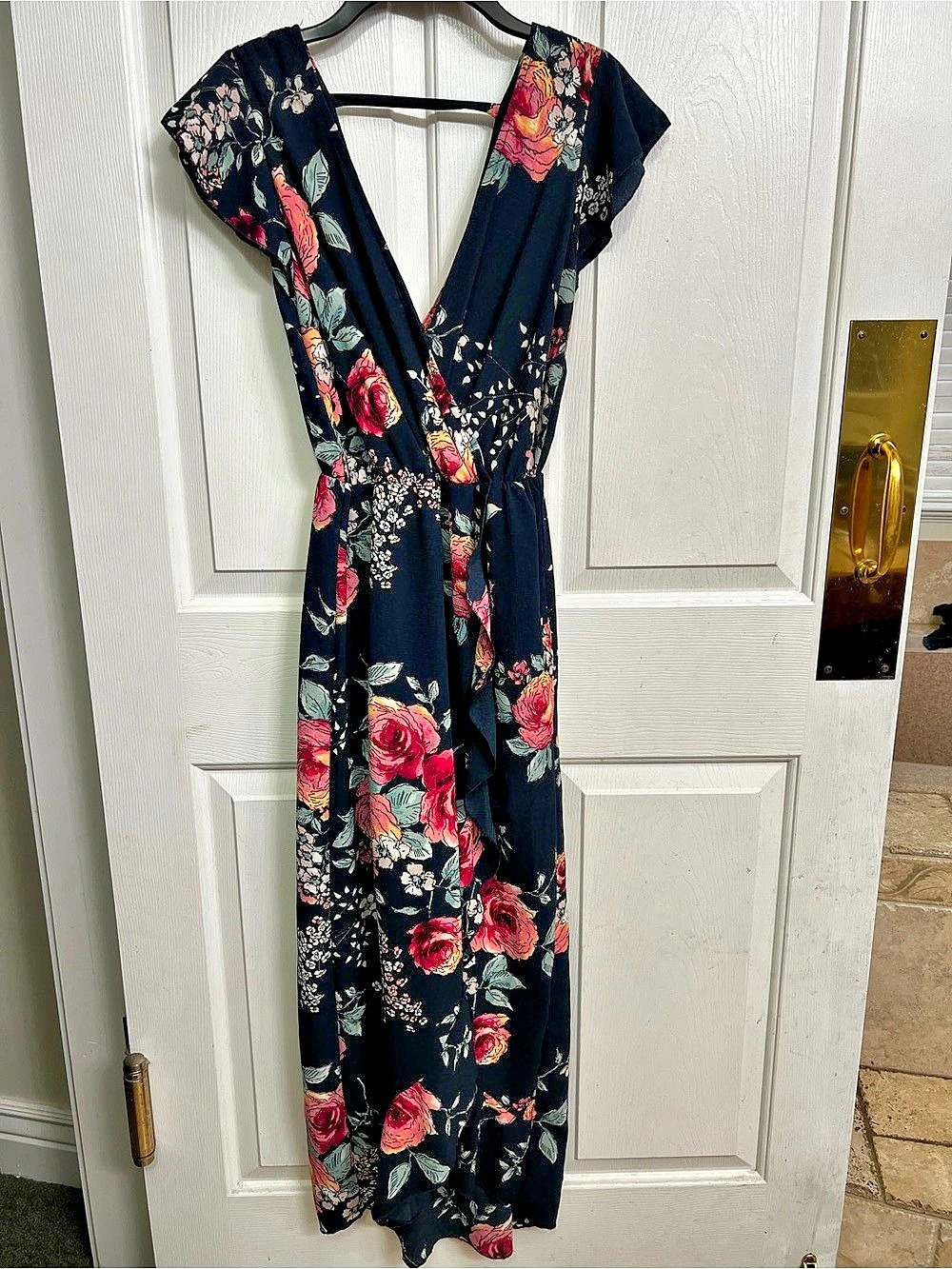 SCOBE Camille Maxi Dress Floral Black & Pink Medium